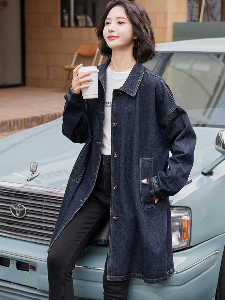 Streetwear Brand Denim - Luxury Brand Women Polo-Neck Oversized Denim