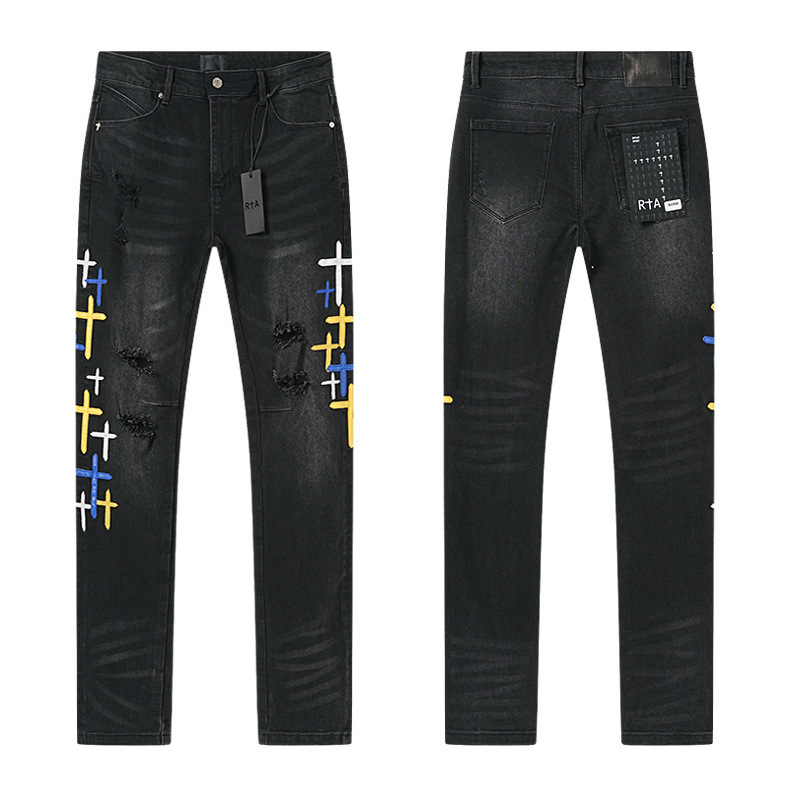 Streetwear Brand Denim - RTA Brand Men's Slim Fit Paint