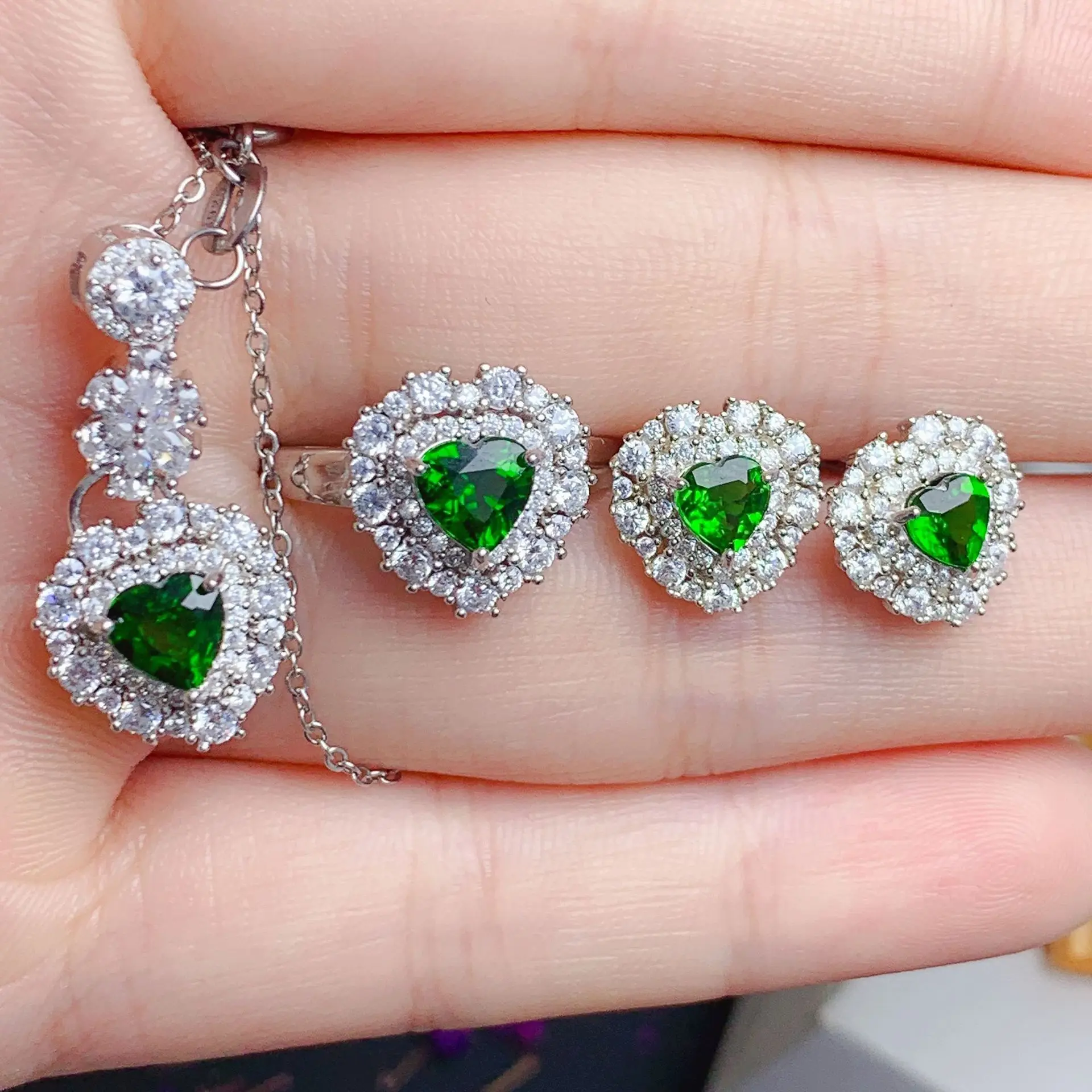 Chrome Hearts Ring - Natural Chrome Diopside Silver Pendant for