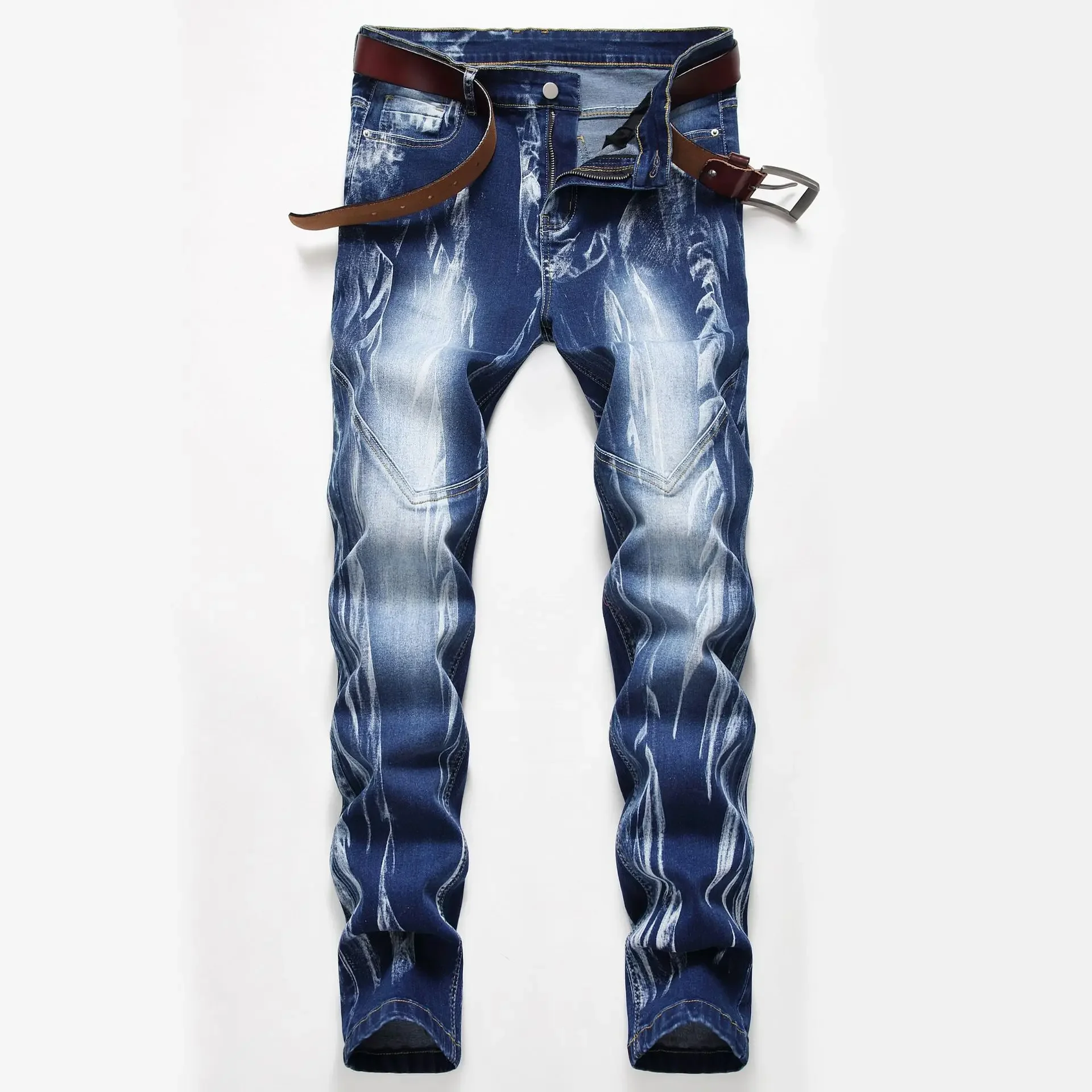 Fashion Print Men's Elasticity – Streetwear Brand Denim Bewertung und Preis