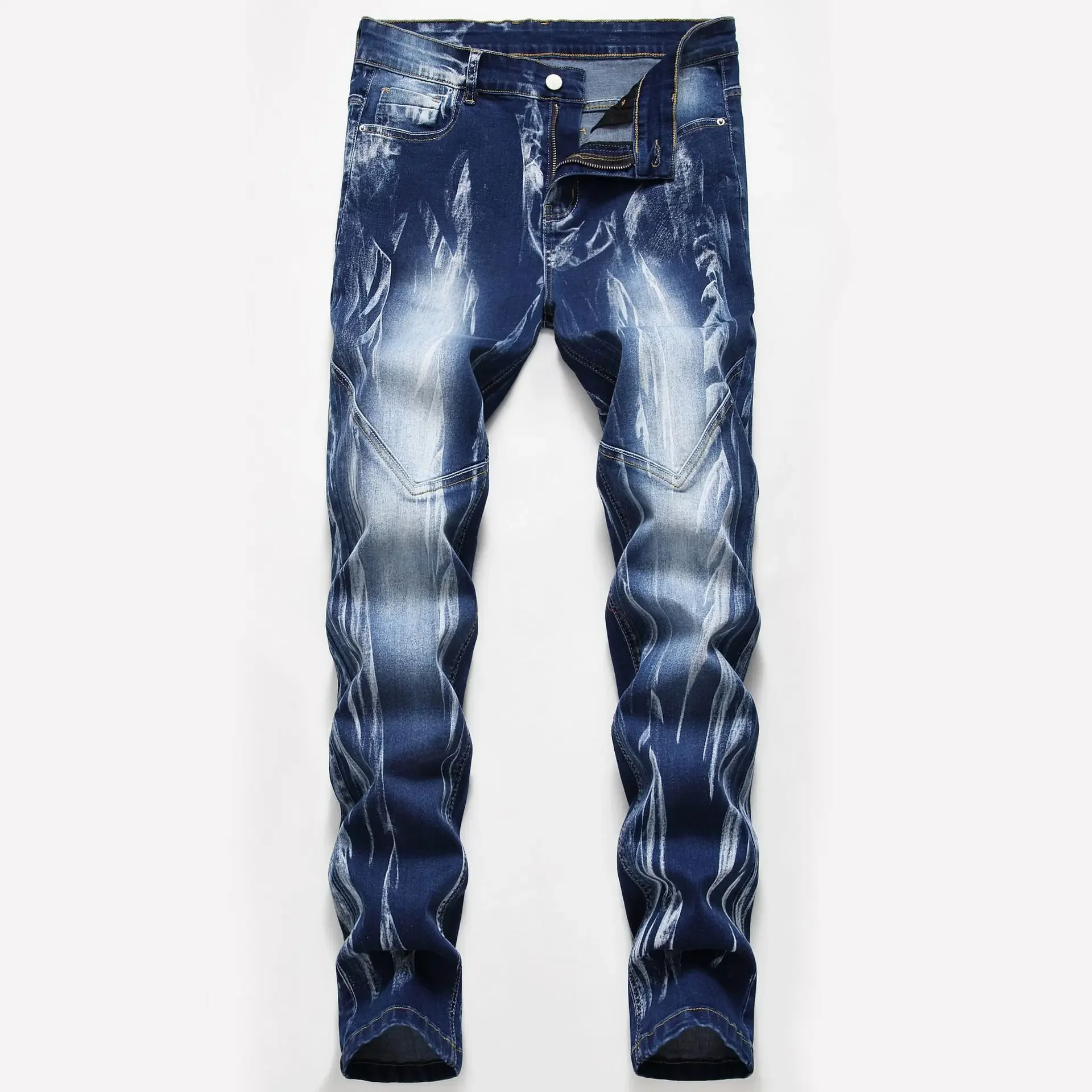 Fashion Print Men's Elasticity – Streetwear Brand Denim Bewertung und Preis