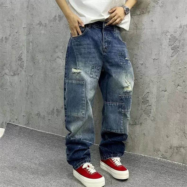 Brand Splicing Jeans Autumn Fa – Streetwear Brand Denim Bewertung und Preis