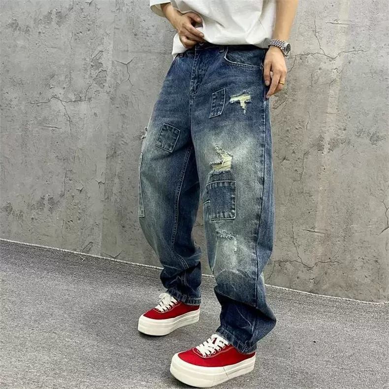 Brand Splicing Jeans Autumn Fa – Streetwear Brand Denim Bewertung und Preis
